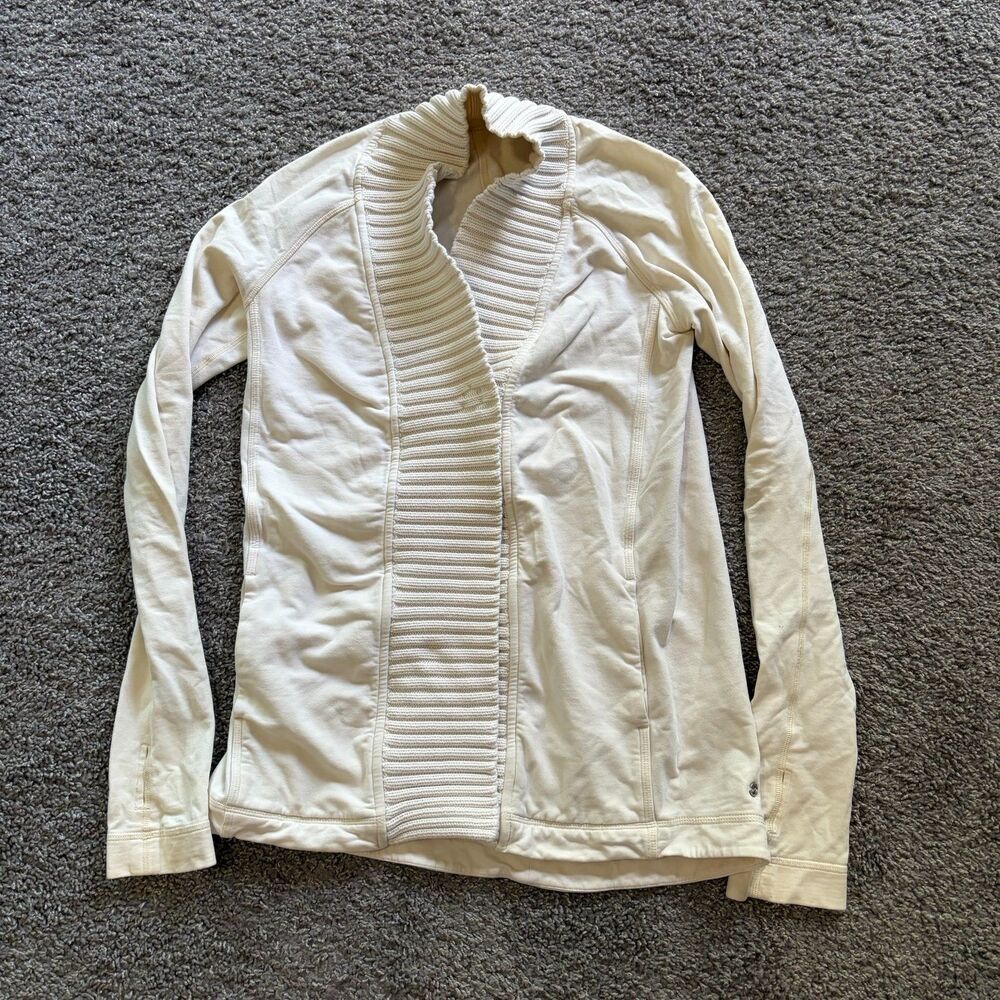 Lululemon Ribbed Single Snap Button Long Sleeve Cardigan Sweater Cream Women’s L